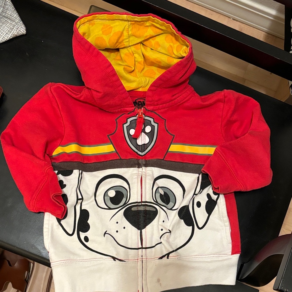 Paw Patrol Red Hoodie with Yellow Lining